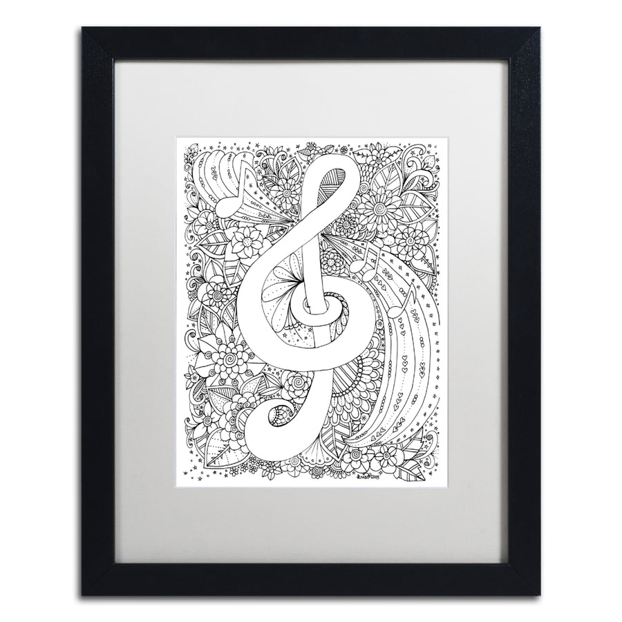 KCDoodleArt J-Clef Doodle Black Wooden Framed Art 18 x 22 Inches Image 1