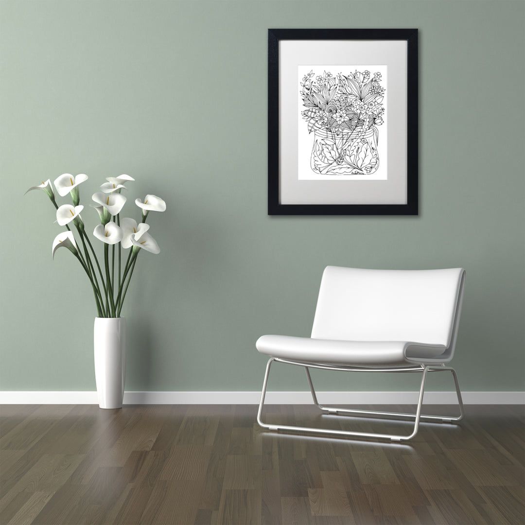 KCDoodleArt Flower Design 6 Black Wooden Framed Art 18 x 22 Inches Image 2