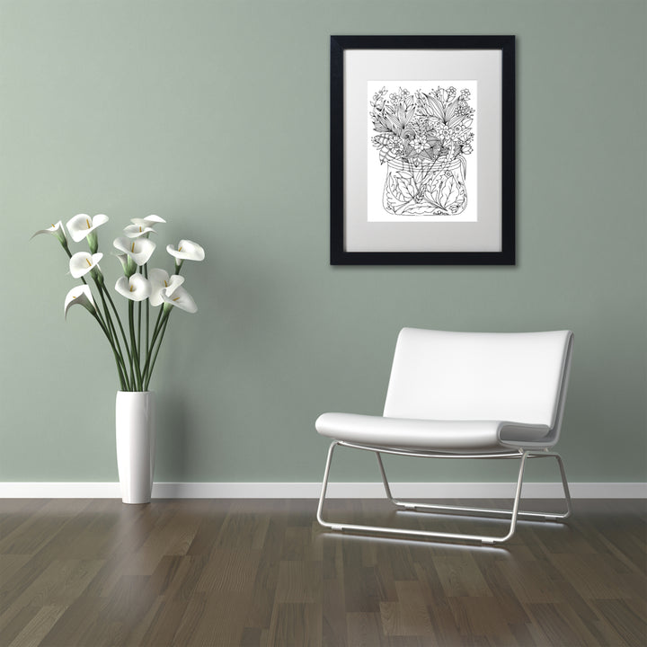 KCDoodleArt Flower Design 6 Black Wooden Framed Art 18 x 22 Inches Image 2