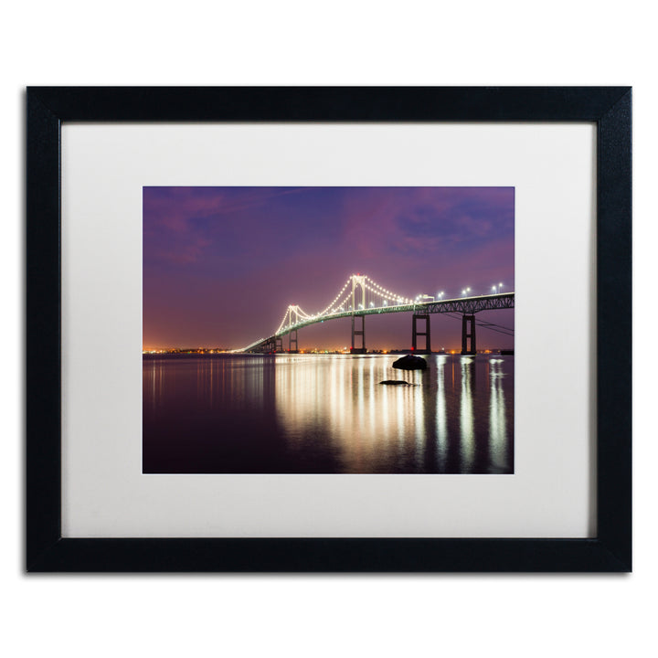 Michael Blanchette Photography Newport Bridge Dusk Black Wooden Framed Art 18 x 22 Inches Image 1