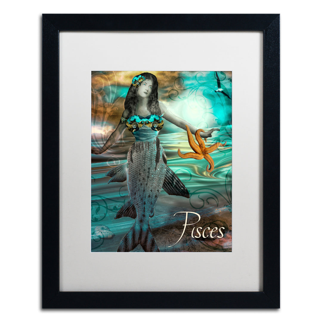 Color Bakery Art Nouveau Zodiac Pisces Black Wooden Framed Art 18 x 22 Inches Image 1