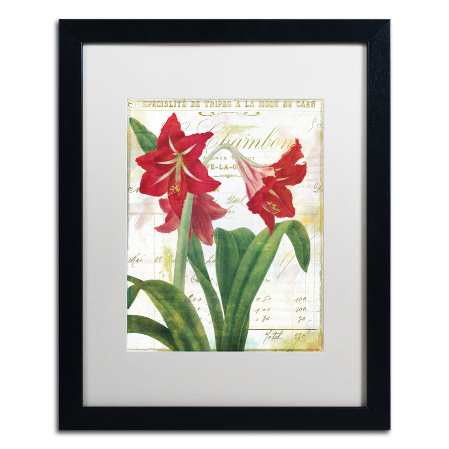 Color Bakery Peppermint Amaryllis Black Wooden Framed Art 18 x 22 Inches Image 1