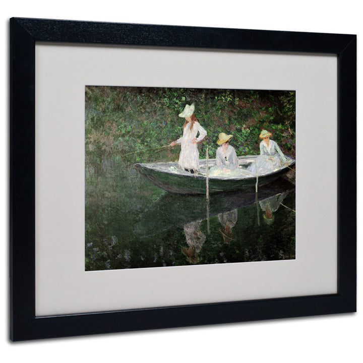 Claude Monet The Boat at Giverny Black Wooden Framed Art 18 x 22 Inches Image 1