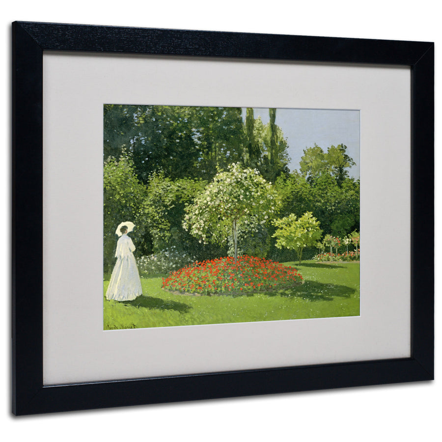 Claude Monet Jeanne Marie Lecadre in the Garden Black Wooden Framed Art 18 x 22 Inches Image 1