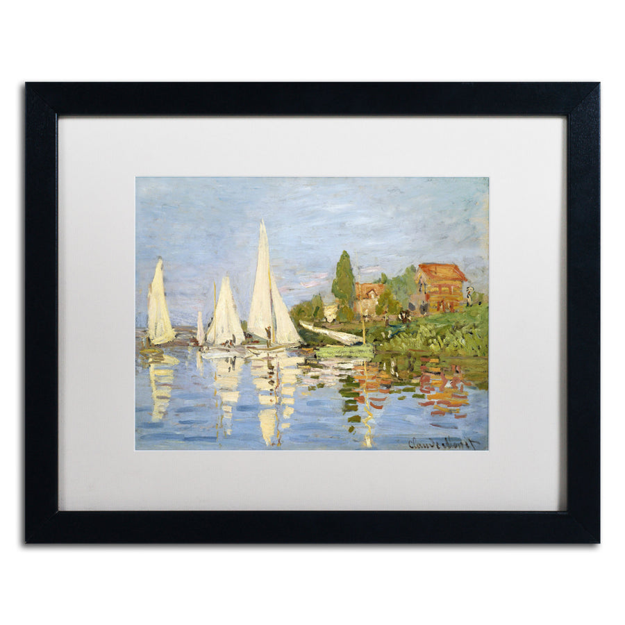 Claude Monet Regatta at Argenteuil Black Wooden Framed Art 18 x 22 Inches Image 1