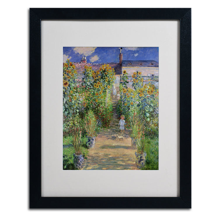 Claude Monet The Artists Garden at Vetheuil Black Wooden Framed Art 18 x 22 Inches Image 1