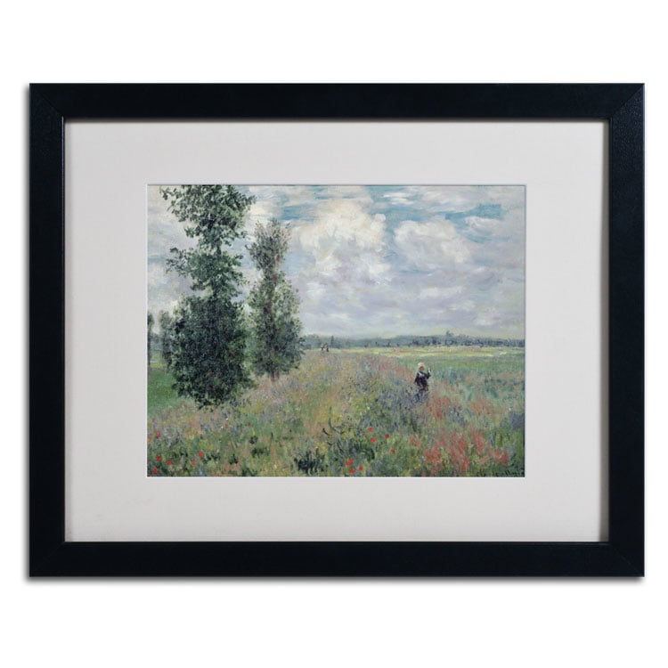 Claude Monet The Poppy Field Black Wooden Framed Art 18 x 22 Inches Image 2