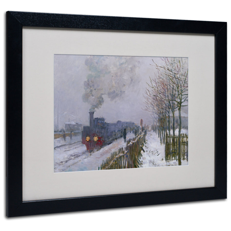 Claude Monet Train In the Snow Black Wooden Framed Art 18 x 22 Inches Image 1