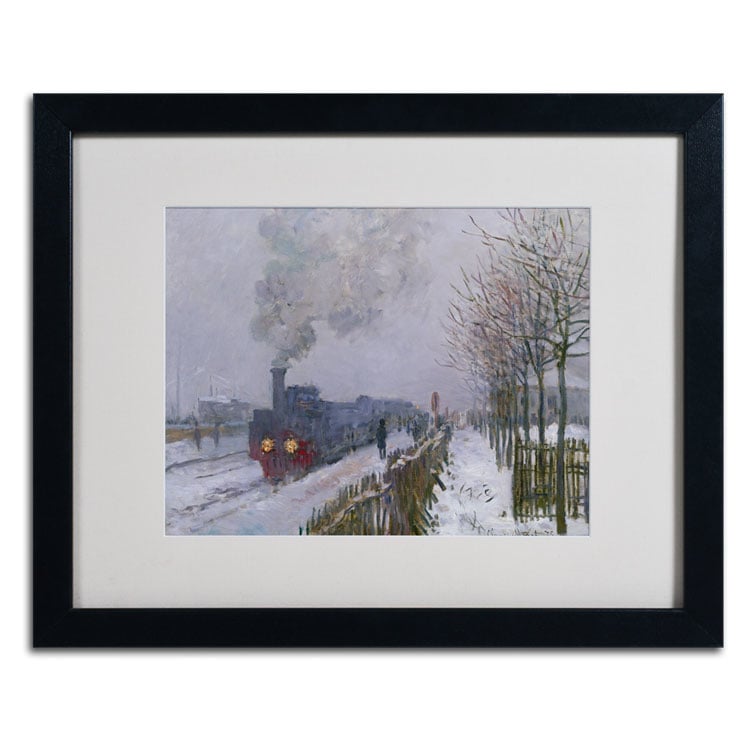 Claude Monet Train In the Snow Black Wooden Framed Art 18 x 22 Inches Image 2