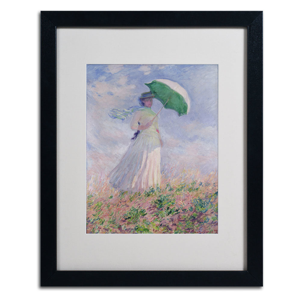 Claude Monet Woman With a Parasol Black Wooden Framed Art 18 x 22 Inches Image 2