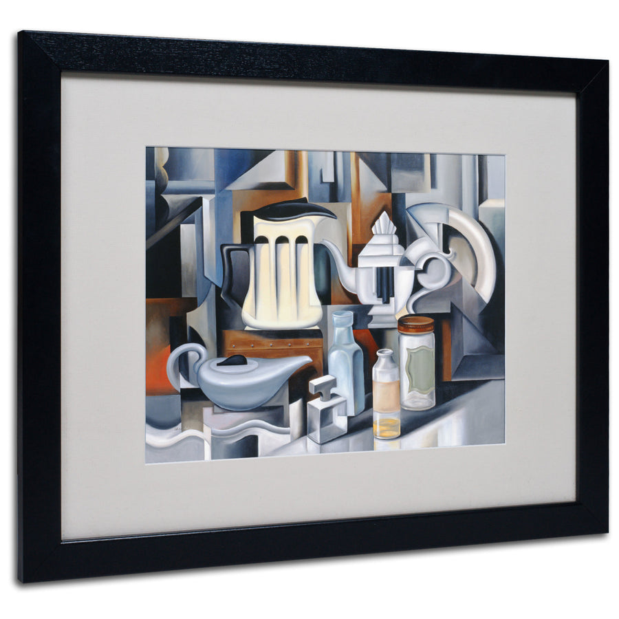 Catherine Abel Still Life With Teapots Black Wooden Framed Art 18 x 22 Inches Image 1