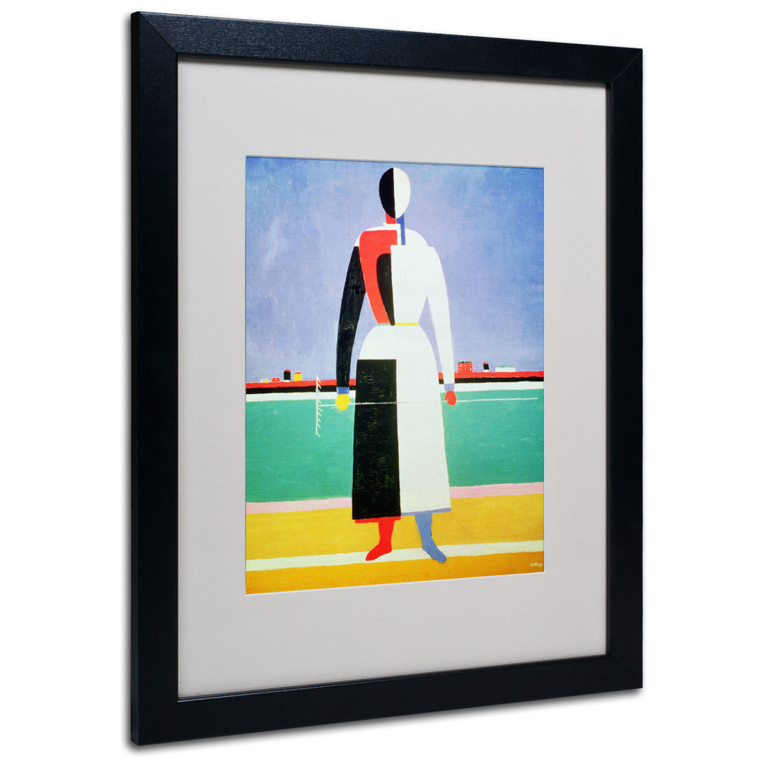 Kazimir Malevich Woman With Rake 1928-32 Black Wooden Framed Art 18 x 22 Inches Image 1