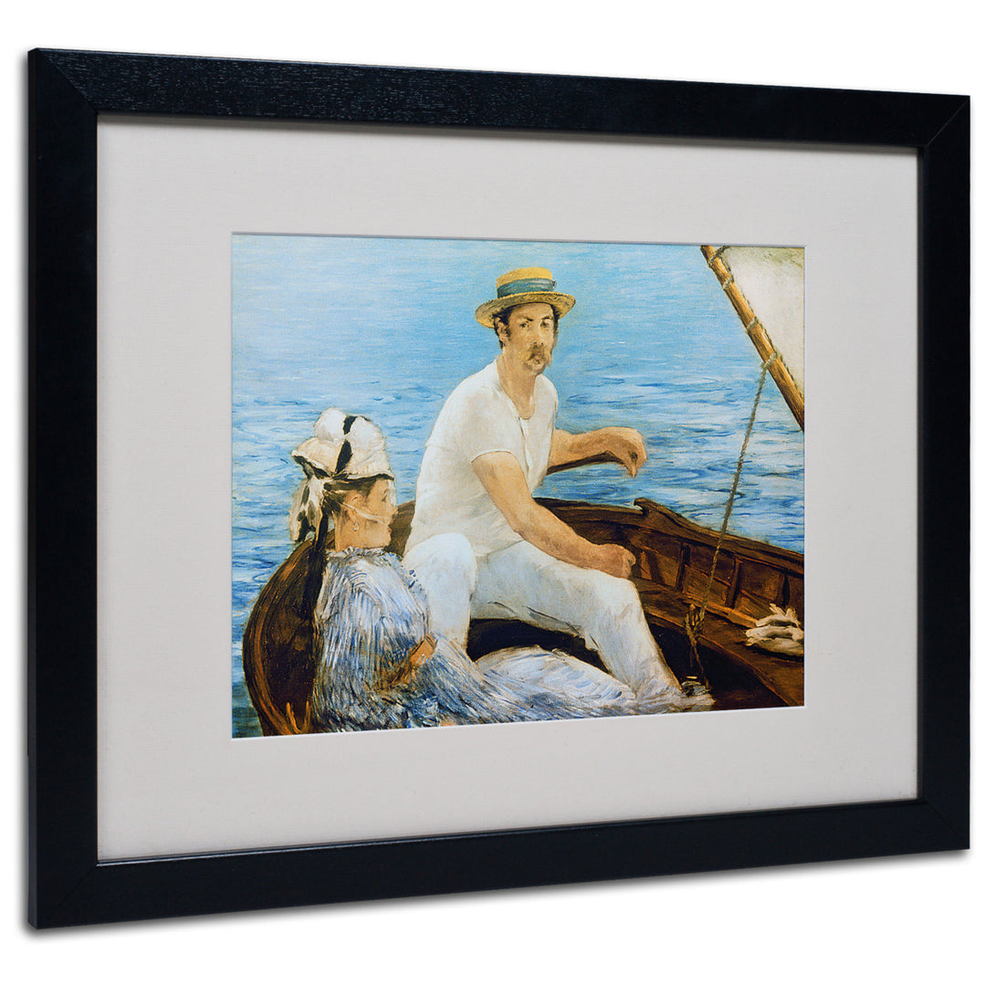 Edouard Manet Boating 1874 Black Wooden Framed Art 18 x 22 Inches Image 1