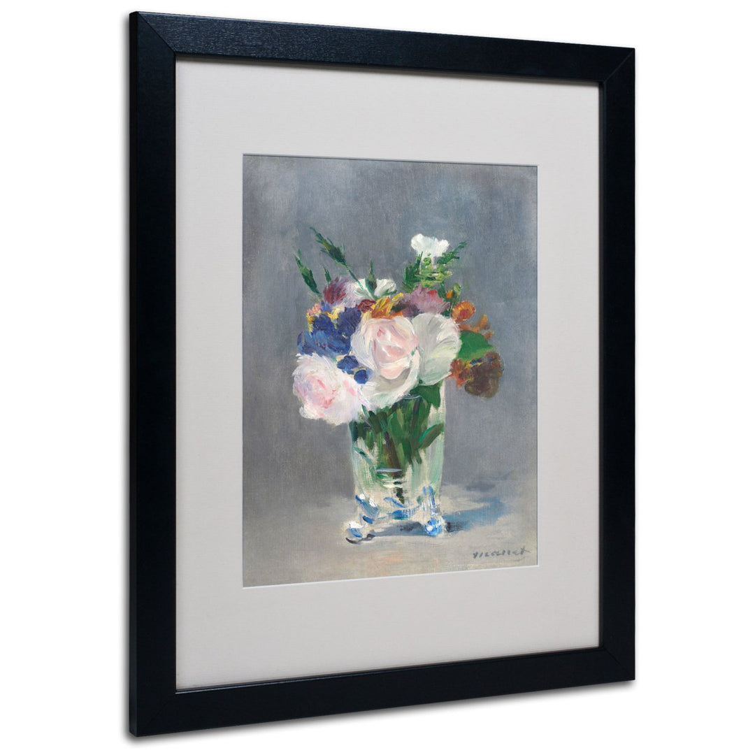 Edouard Manet Flowers In a Crystal Vase Black Wooden Framed Art 18 x 22 Inches Image 1