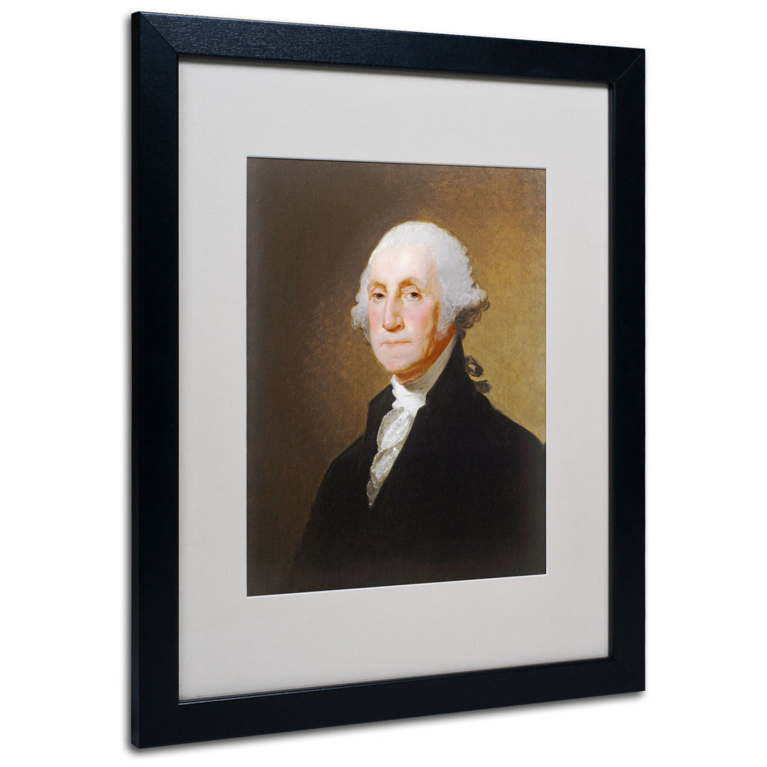 Gilbert Stuart George Washington 1821 Black Wooden Framed Art 18 x 22 Inches Image 1