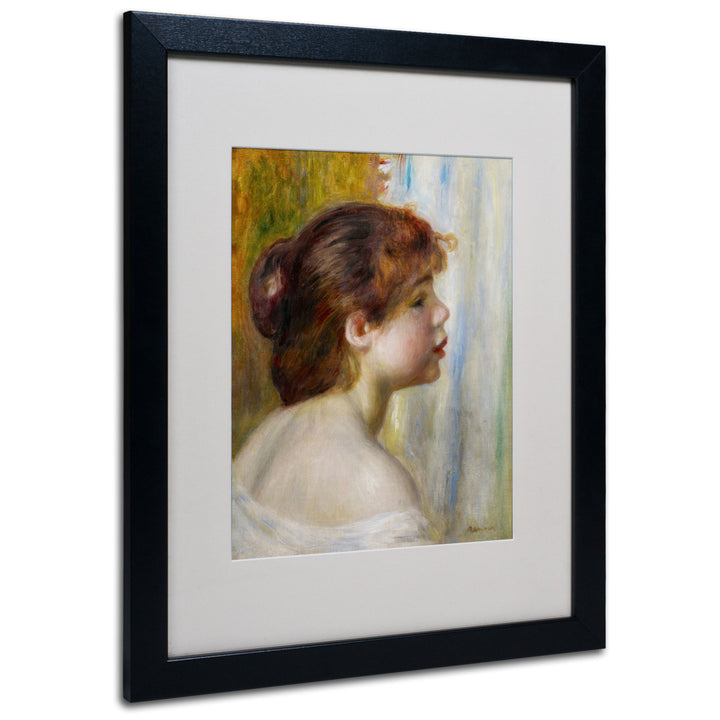 Pierre Renoir Head of a Young Woman Black Wooden Framed Art 18 x 22 Inches Image 1