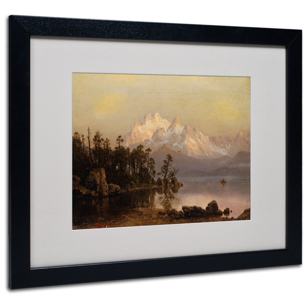 Albert Bierstadt Mountain Canoeing Black Wooden Framed Art 18 x 22 Inches Image 1