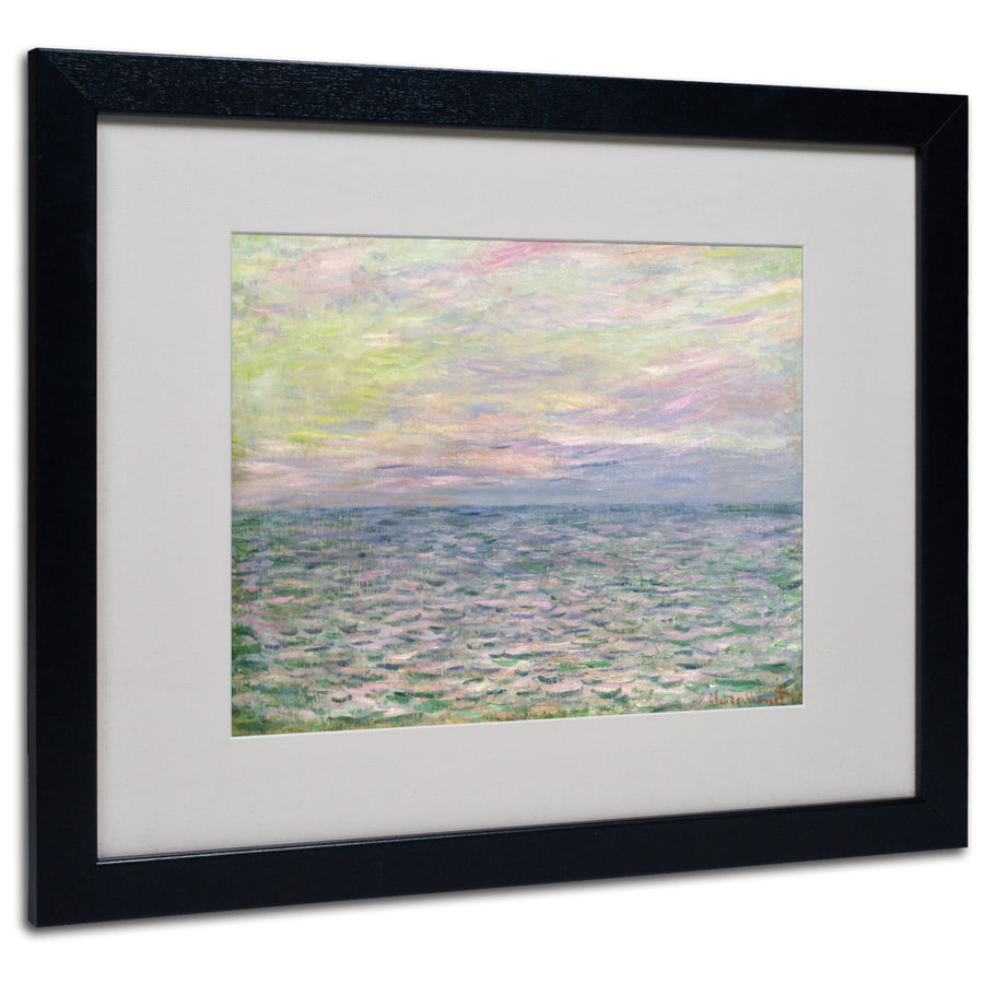 Claude Monet Coucher de Soleil a Pourvil Black Wooden Framed Art 18 x 22 Inches Image 1