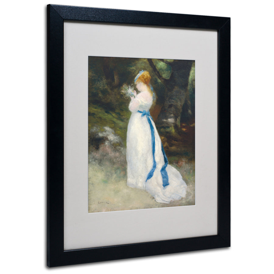 Pierre Renoir Lady In White Black Wooden Framed Art 18 x 22 Inches Image 1