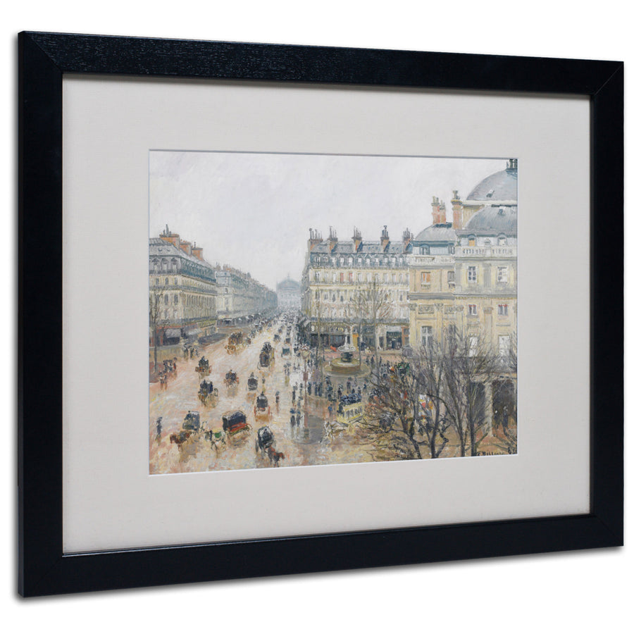 Camille Pissarro Place du Theatre Black Wooden Framed Art 18 x 22 Inches Image 1