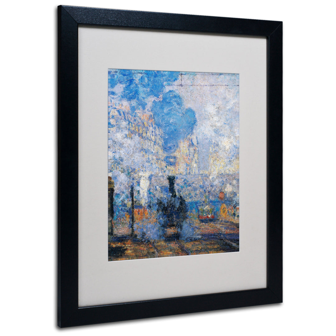 Claude Monet Saint Lazare Station Black Wooden Framed Art 18 x 22 Inches Image 1