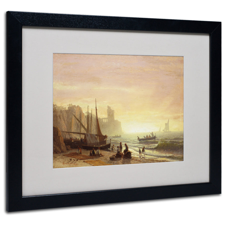 Albert Bierstadt The Fishing Fleet 1862 Black Wooden Framed Art 18 x 22 Inches Image 1