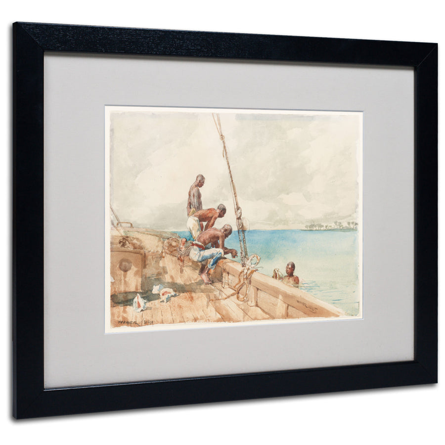 Winslow Homer The Conch Divers 1885 Black Wooden Framed Art 18 x 22 Inches Image 1