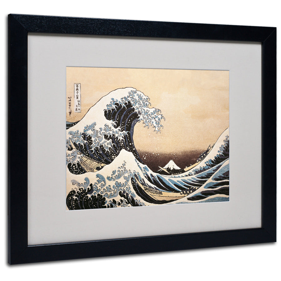 Katsushika Hokusai The Great Wave Black Wooden Framed Art 18 x 22 Inches Image 1