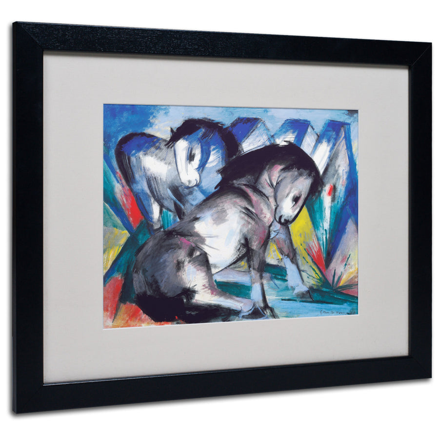 Franz Marc Two Horses 1913 Black Wooden Framed Art 18 x 22 Inches Image 1