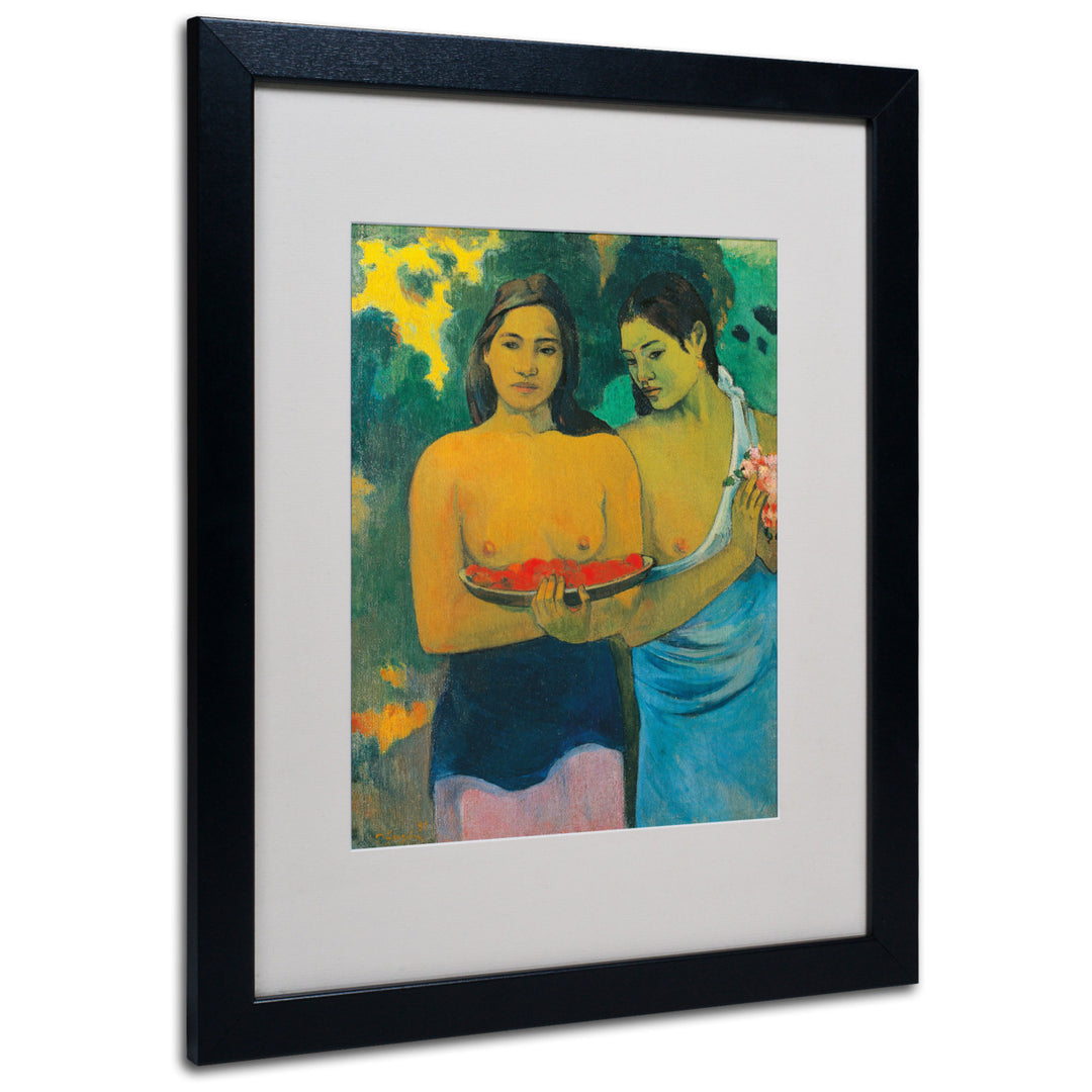 Paul Gauguin Two Tahitian Women 1899 Black Wooden Framed Art 18 x 22 Inches Image 1