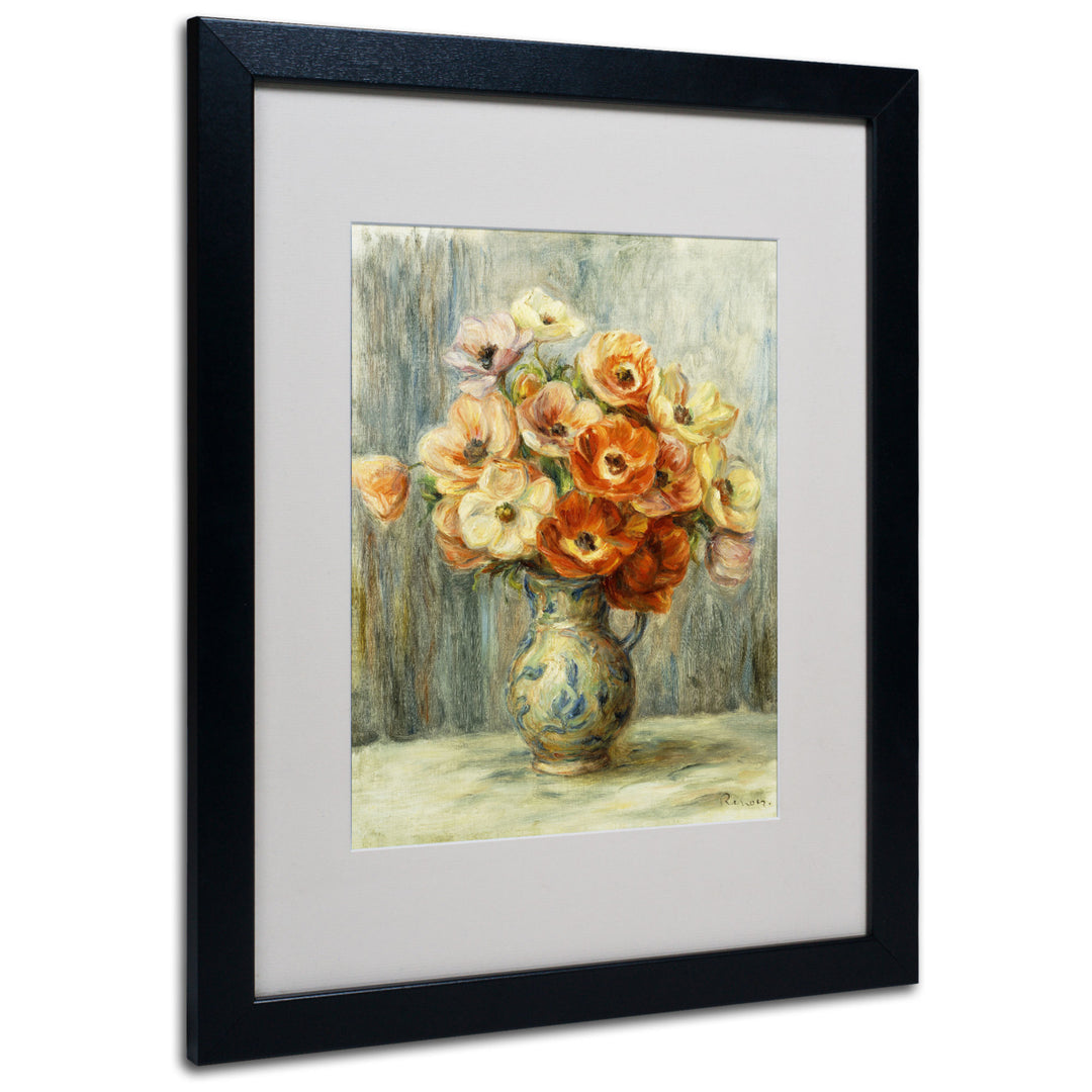 Pierre Renoir Vase dAnemones Black Wooden Framed Art 18 x 22 Inches Image 1