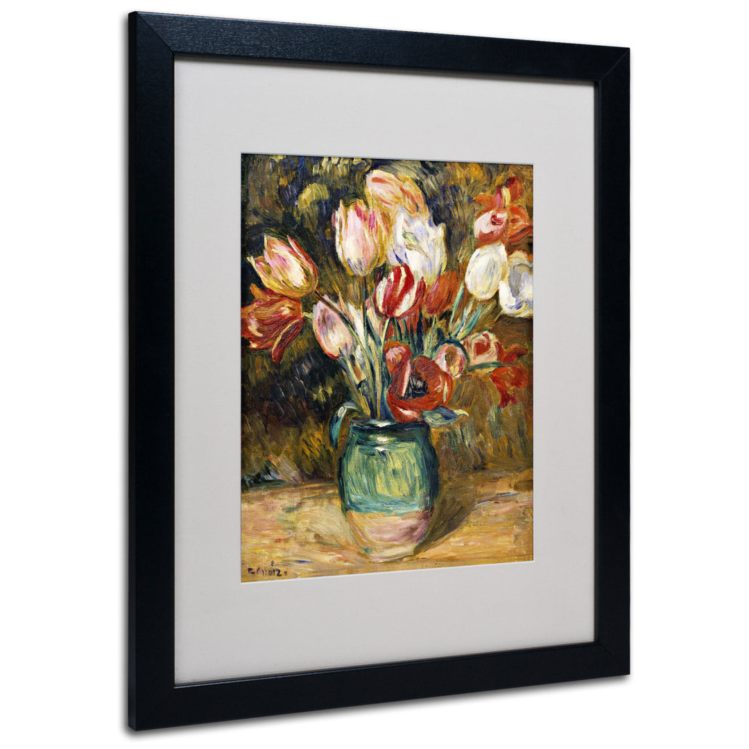 Pierre Renoir Vase de Fleurs 1888-89 Black Wooden Framed Art 18 x 22 Inches Image 1