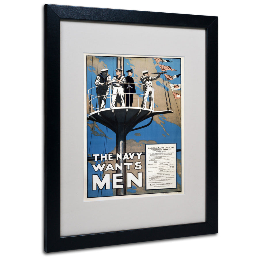 Recruitment Poster for the Canadian Navy Black Wooden Framed Art 18 x 22 Inches Image 1