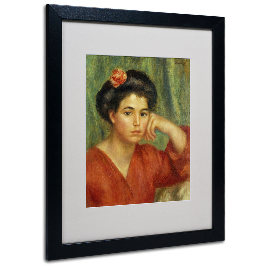 Pierre Renoir Young Woman With a Rose Black Wooden Framed Art 18 x 22 Inches Image 1