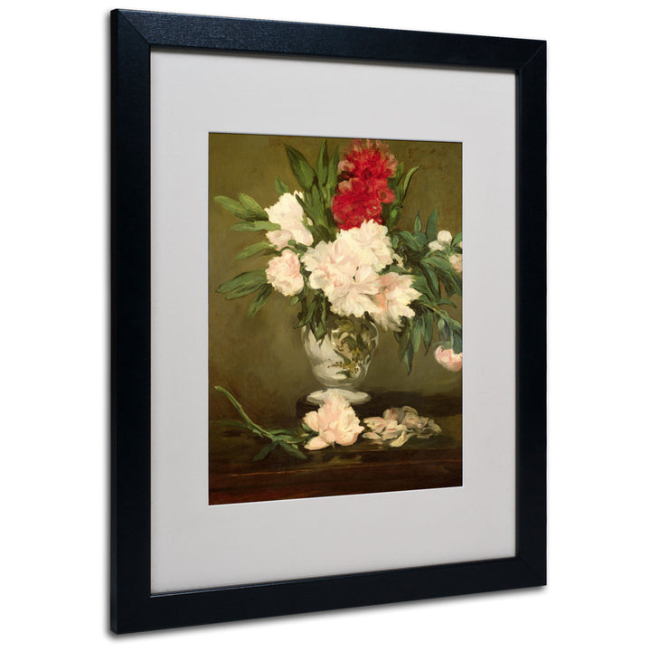 Edouard Manet Vase of Peonies 1864 Black Wooden Framed Art 18 x 22 Inches Image 1