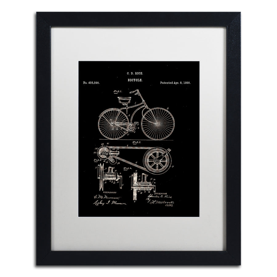 Claire Doherty Bicycle Patent 1890 Black Black Wooden Framed Art 18 x 22 Inches Image 1