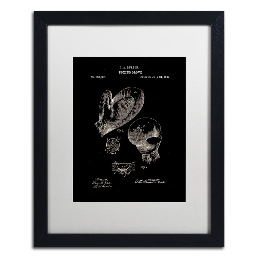 Claire Doherty Boxing Gloves Patent 1894 Black Black Wooden Framed Art 18 x 22 Inches Image 1