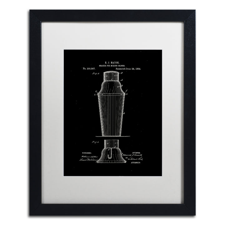 Claire Doherty Cocktail Shaker Patent 1884 Black Black Wooden Framed Art 18 x 22 Inches Image 1