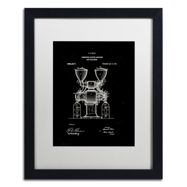 Claire Doherty Coffee Grinder Patent 1911 Black Black Wooden Framed Art 18 x 22 Inches Image 1