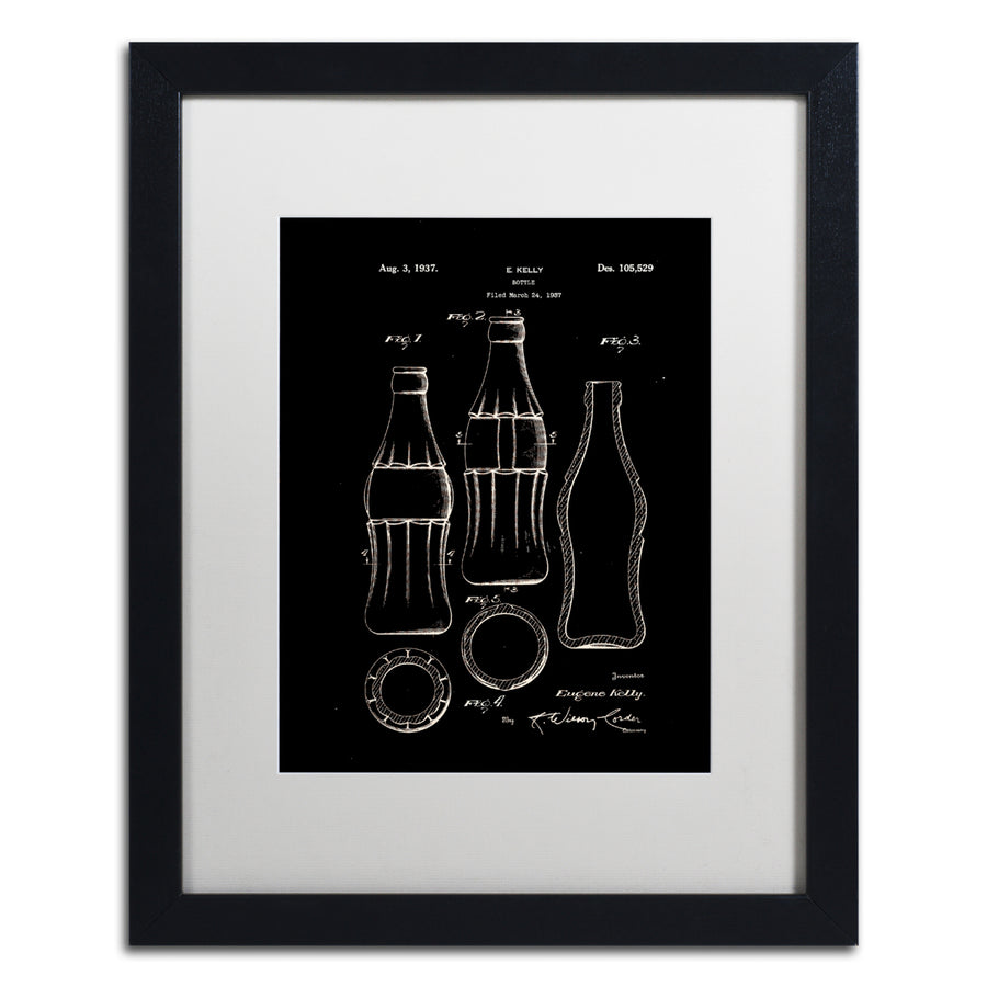 Claire Doherty Coca Cola Bottle Patent 1937 Black Black Wooden Framed Art 18 x 22 Inches Image 1