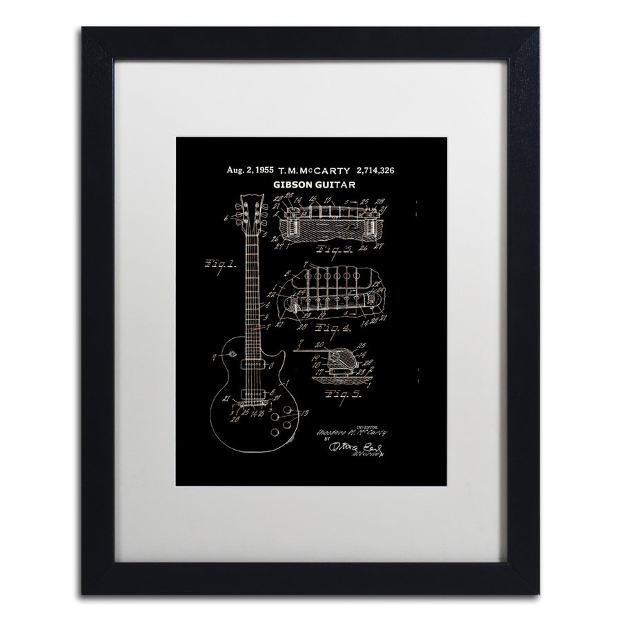 Claire Doherty 1955 Mccarty Gibson Guitar Black Black Wooden Framed Art 18 x 22 Inches Image 1