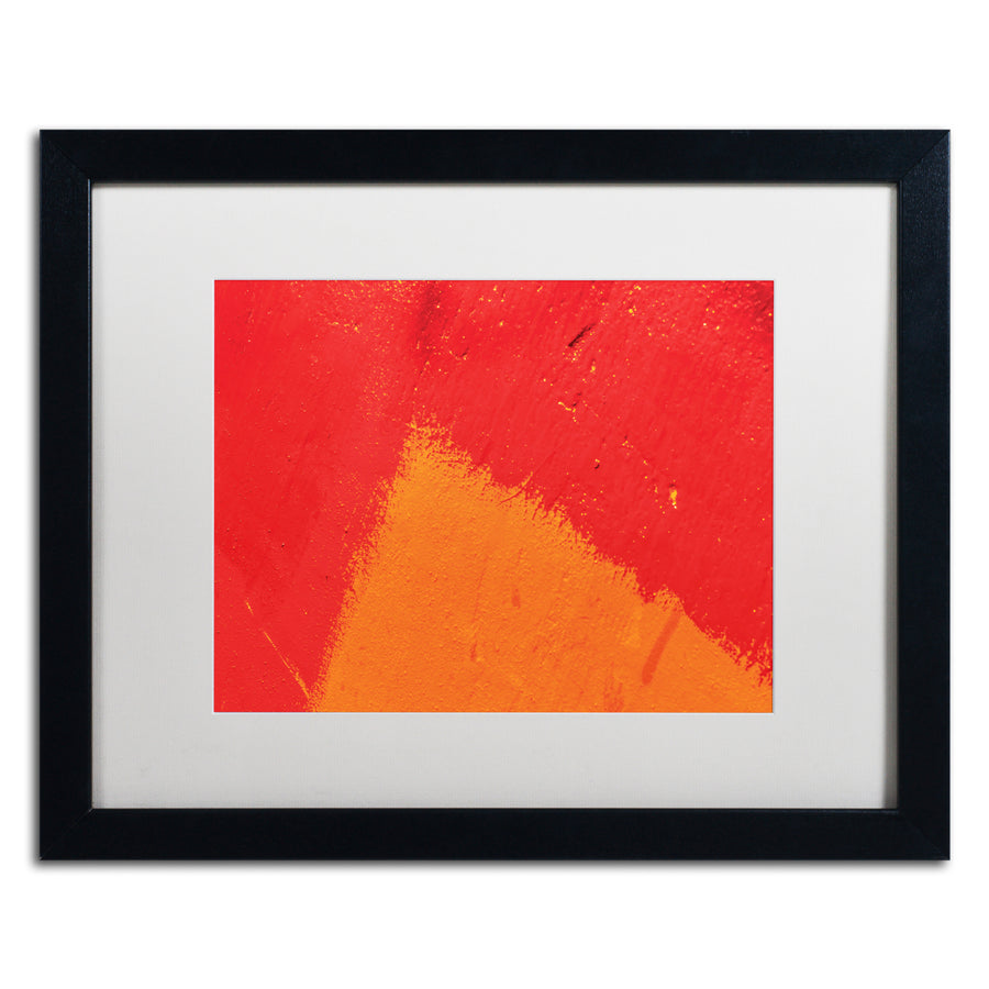 Claire Doherty Abstract Orange Triangle Black Wooden Framed Art 18 x 22 Inches Image 1