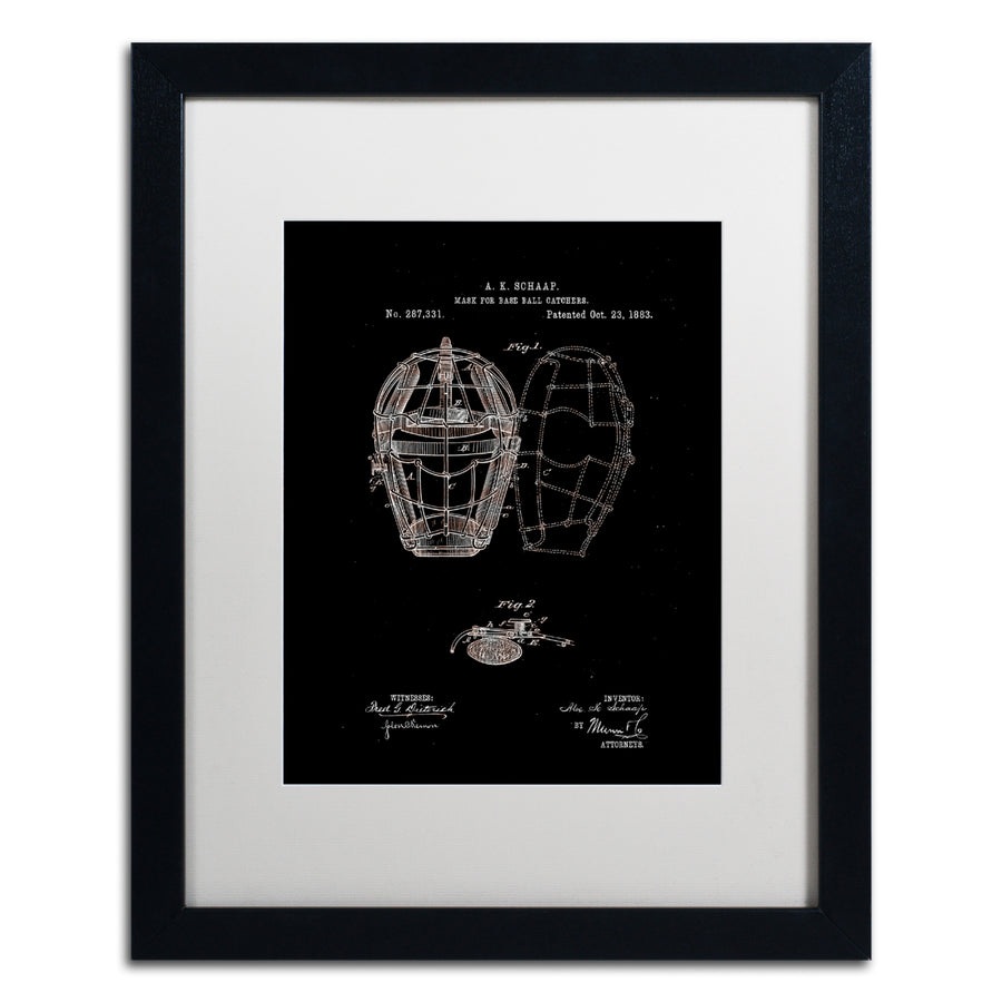 Claire Doherty Catchers Mask Patent 1883 Black Black Wooden Framed Art 18 x 22 Inches Image 1