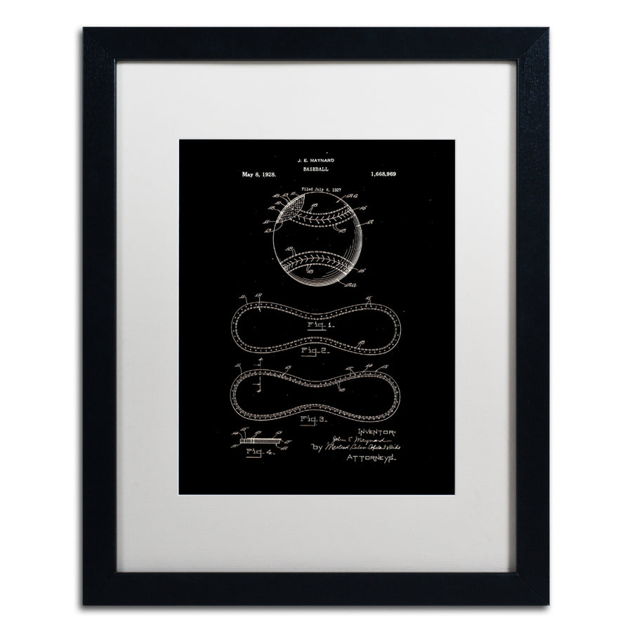 Claire Doherty Baseball Patent 1928 Black Black Wooden Framed Art 18 x 22 Inches Image 1