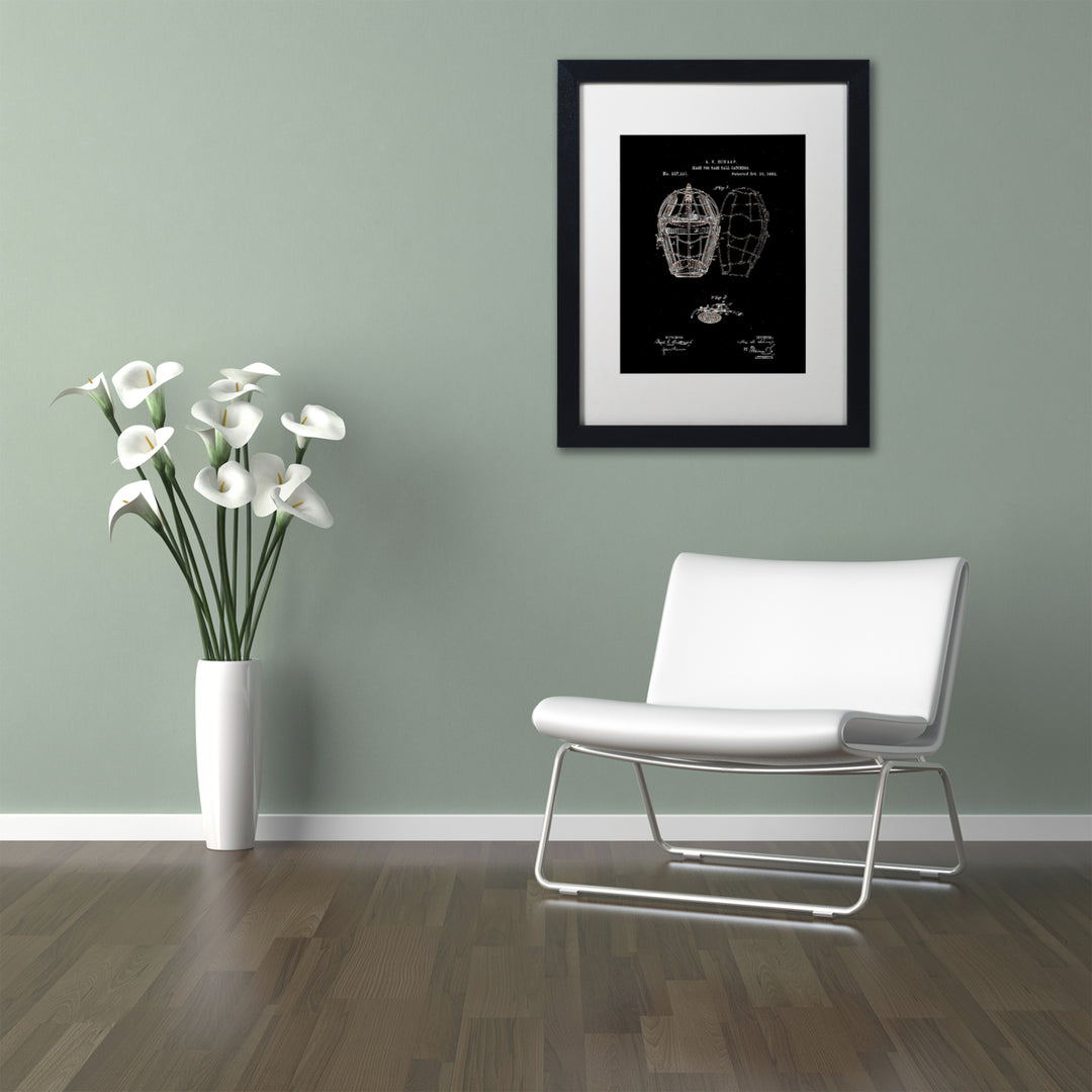 Claire Doherty Catchers Mask Patent 1883 Black Black Wooden Framed Art 18 x 22 Inches Image 2