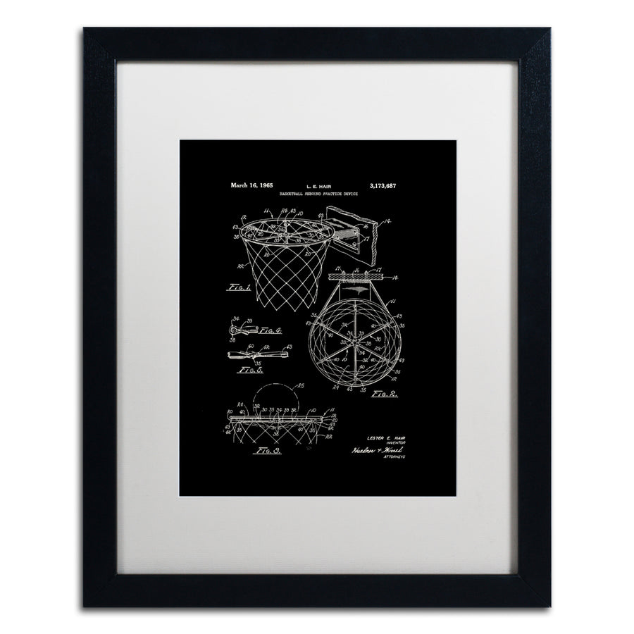 Claire Doherty Basketball Hoop Patent 1965 Black Black Wooden Framed Art 18 x 22 Inches Image 1