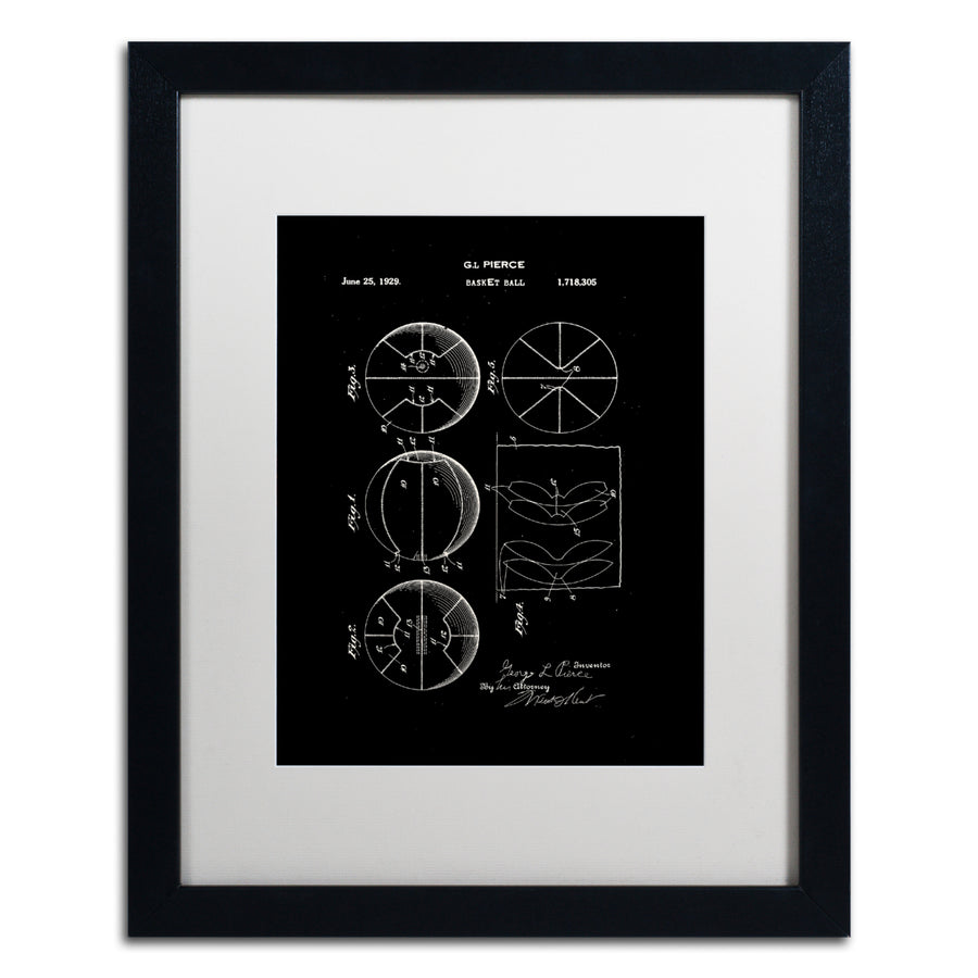 Claire Doherty Basketball Patent 1929 Black Black Wooden Framed Art 18 x 22 Inches Image 1