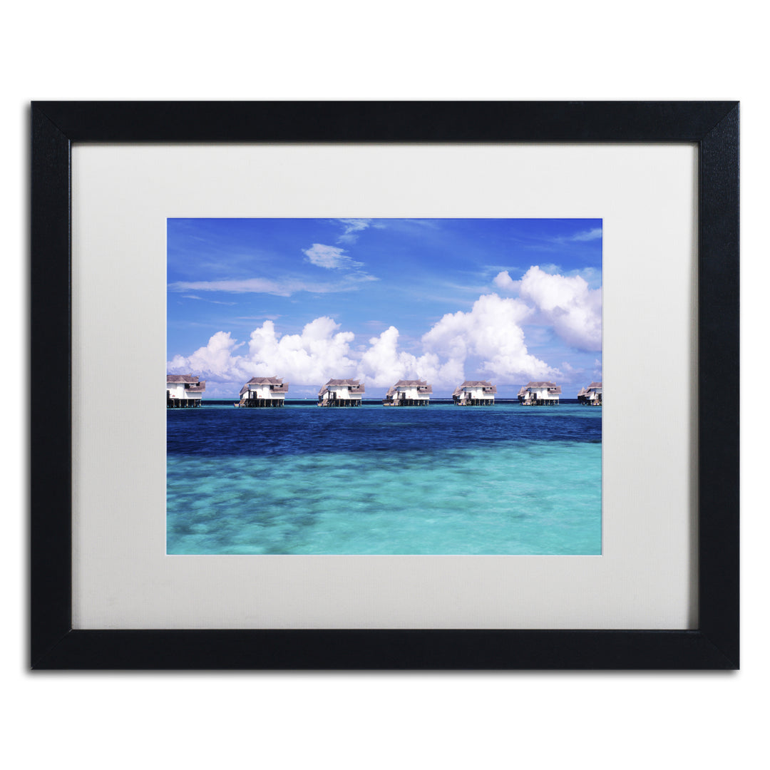 David Evans Blue Lagoon-Maldives Black Wooden Framed Art 18 x 22 Inches Image 1