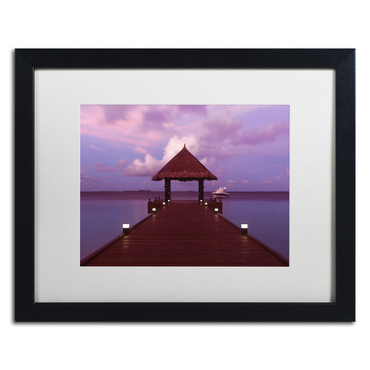 David Evans Crimson Twilight-Maldives Black Wooden Framed Art 18 x 22 Inches Image 1