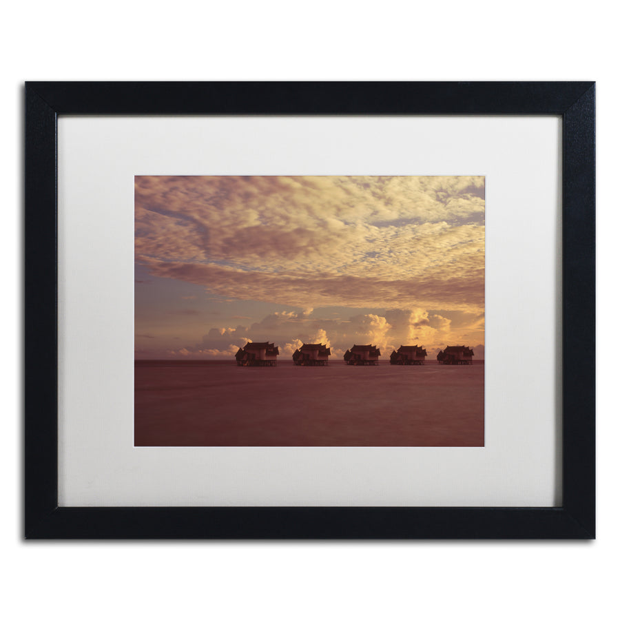 David Evans Sunset-Jumeirah Vittaveli Black Wooden Framed Art 18 x 22 Inches Image 1